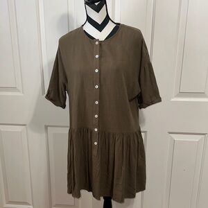 Petal & Pup Olive Button-Down Dress